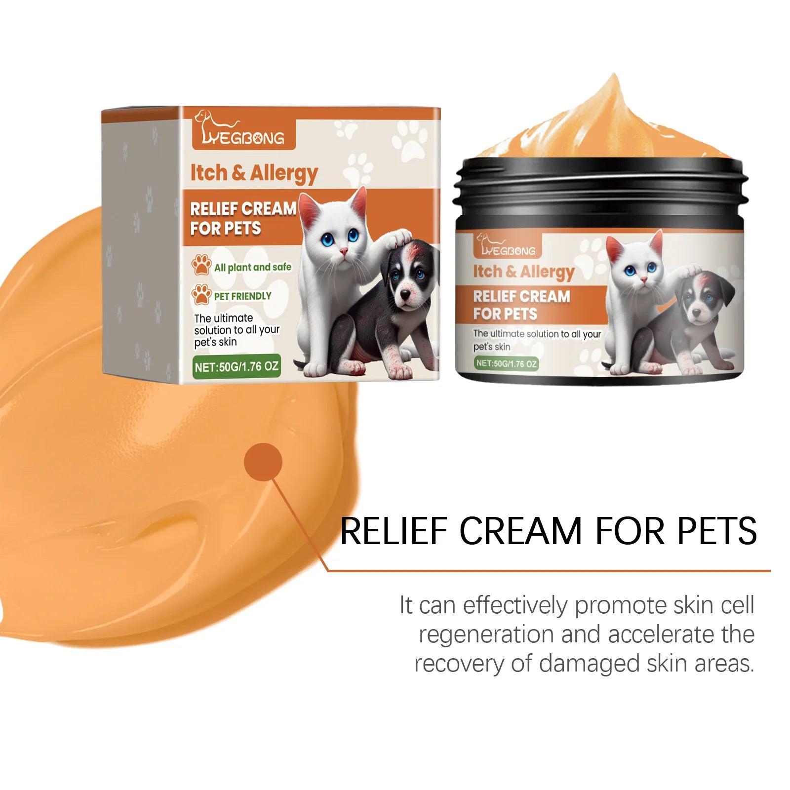 Yegbong Pet Skin Care Cream – Itch Relief & Ringworm Treatment for Dogs & Cats